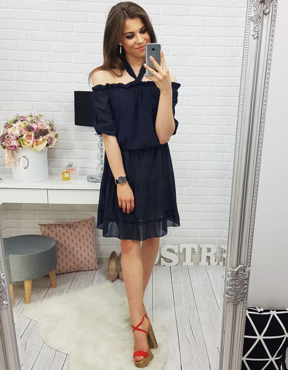 letnia sukienka czarny kolor z falbanką