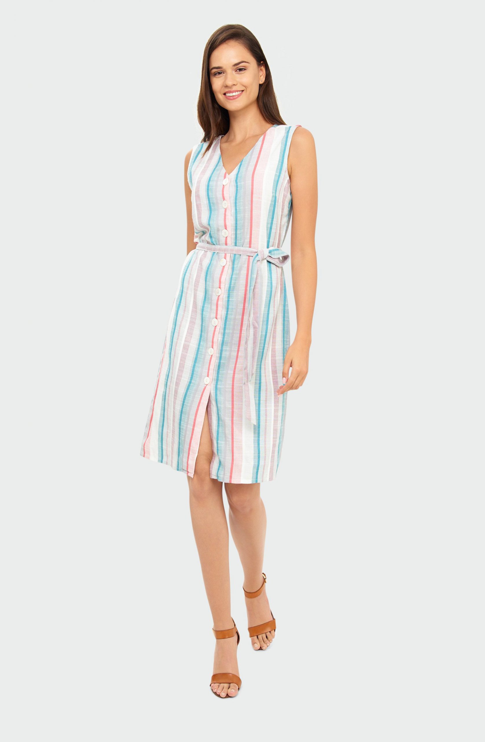 jasna sukienka w paski